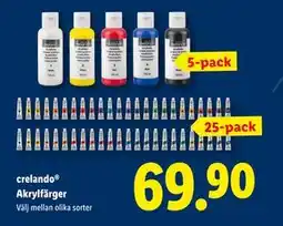 Lidl crelando Akrylfärger, SEK 69.9 erbjuda