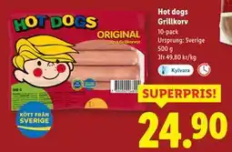 Lidl Hot dogs Grillkorv, SEK 24.9 erbjuda