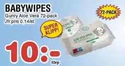 Nya Pulsen Babywipes Gunry Aloe Vera erbjuda