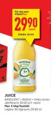 Willys Juice Innocent erbjuda