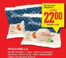 Willys Mozzarella Michelangelo erbjuda