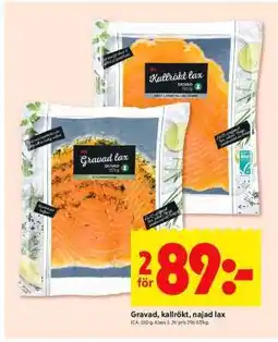 ICA Supermarket GRAVAD, KALLRÖKT, NAJAD LAX erbjuda