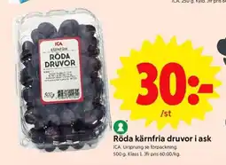 ICA Supermarket RÖDA KÄRNFRIA DRUVOR I ASK erbjuda