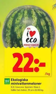 ICA Supermarket Ekologiska minivattenmeloner erbjuda