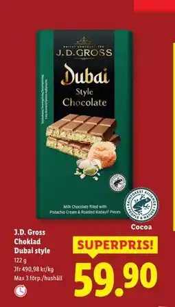 Lidl J.D. Gross Choklad Dubai style, SEK 59.9 erbjuda