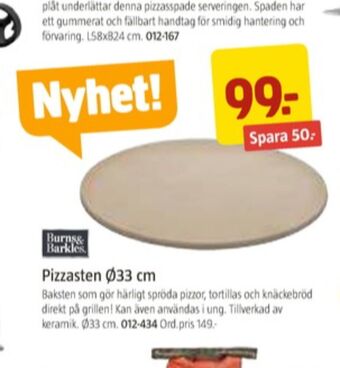 Jula Burns & Barkles Pizzasten erbjuda