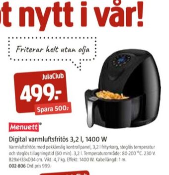 Jula Menuett Fritös erbjuda