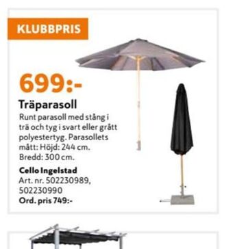 K-rauta Cello Parasoll erbjuda