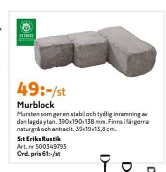 K-rauta S:t Eriks Murblock erbjuda
