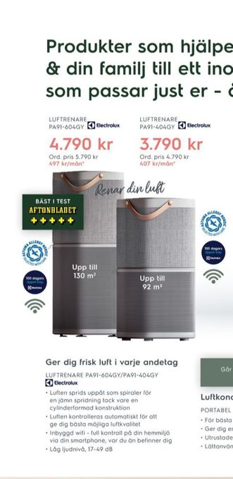 Electrolux Home Electrolux Luftrenare erbjuda