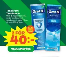 Stora Coop Tandkräm/ Tandborste, Medlemspris erbjuda