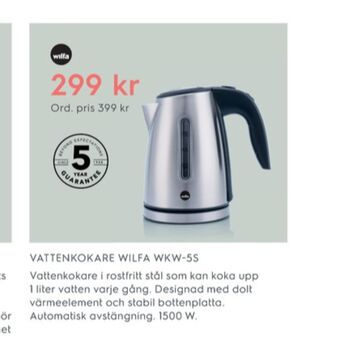 Electrolux Home Wilfa Vattenkokare erbjuda