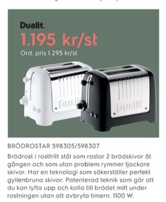 Electrolux Home Dualit Brödrost erbjuda