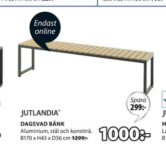 JYSK Jutlandia Bänk erbjuda