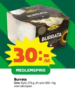 Coop ZETA Burrata erbjuda