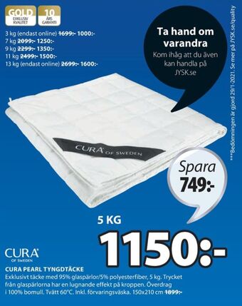 JYSK Cura Pearl Tyngdtäcke erbjuda