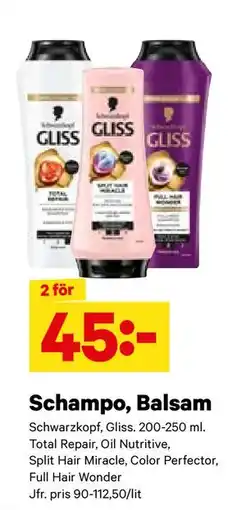 City Gross Schampo, Balsam, SEK 45 erbjuda