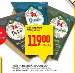 Willys PRÄST”, HERRGÅRD®, GREVÉ* erbjuda