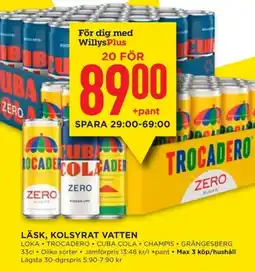 Willys LÄSK, KOLSYRAT VATTEN erbjuda