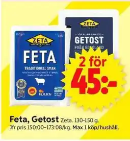 ICA Supermarket ZETA Feta, Getost erbjuda
