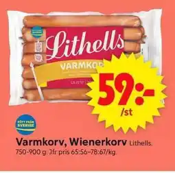 ICA Supermarket LITHELLS Varmkorv, Wienerkorv erbjuda