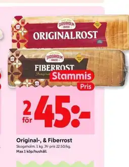 ICA Kvantum SKOGAHOLM Original-, & Fiberrost erbjuda