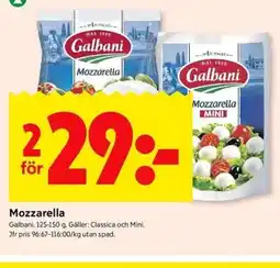 ICA Kvantum GALBANI Mozzarella erbjuda