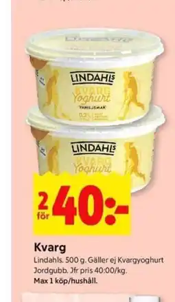 ICA Kvantum LINDAHLS Kvarg erbjuda