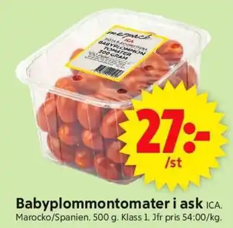 ICA Supermarket Babyplommontomater i ask erbjuda