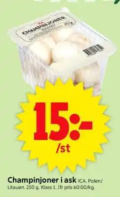 ICA Supermarket CHAMPINJONER I ASK erbjuda