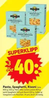 ICA Supermarket Pasta, Spaghetti, Risoni Zeta erbjuda