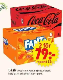 ICA Supermarket Läsk Coca-Cola, Fanta, Sprite erbjuda