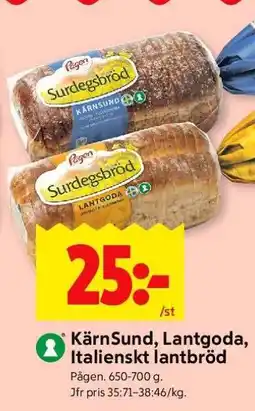 ICA Supermarket KärnSund, Lantgoda, Italienskt lantbröd erbjuda