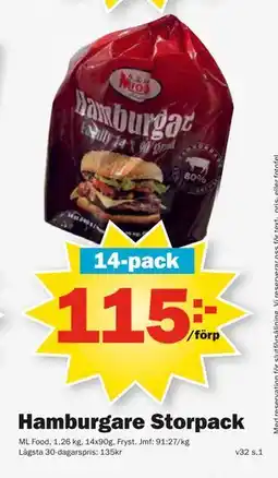 Pekås Hamburgare Storpack, SEK 115 erbjuda