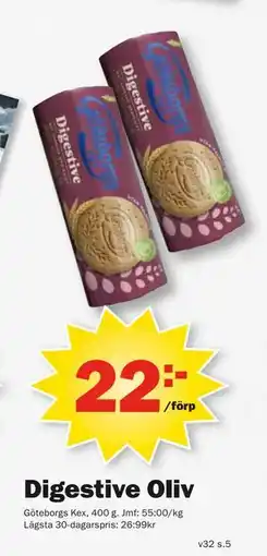 Pekås Digestive Oliv, SEK 22 erbjuda