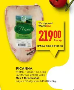 Willys PICANHA, Medlemspris erbjuda