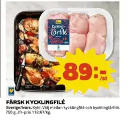 Coop Daglivs FÄRSK KYCKLINGFILÉ, SEK 89 erbjuda