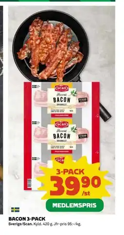 Coop Daglivs BACON 3-PACK, Medlemspris erbjuda