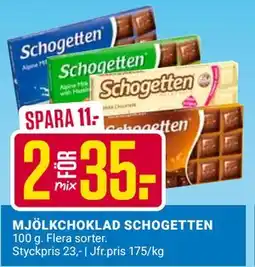 MJÖLKCHOKLAD SCHOGETTEN, SEK 35