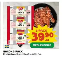 Coop Daglivs BACON 3-PACK, Medlemspris erbjuda