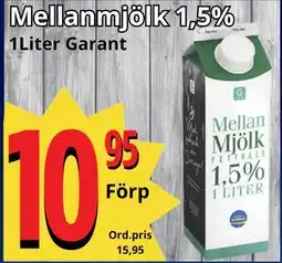 Supergrossen Mellanmjölk 1,5%, SEK 10.95 erbjuda