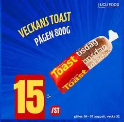 Lucu Food Veckans Toast Pågen, SEK 15 erbjuda