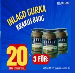Lucu Food Inlagd Gurka, SEK 20 erbjuda