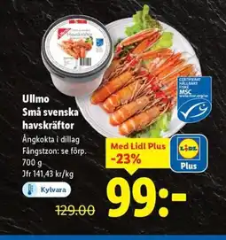 Lidl Ullmo Små svenska havskräftor Ångkokta i dillag erbjuda