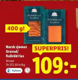 Lidl Norsk sjømat Gravad/ Kallrökt lax erbjuda