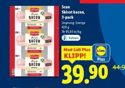 Lidl scan Skivat bacon, 3-pack erbjuda