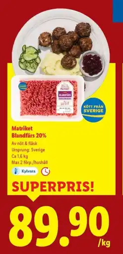 Lidl Matriket Blandfärs 20% erbjuda