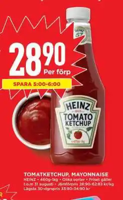 Willys HEINZ TOMATKETCHUP, MAYONNAISE erbjuda