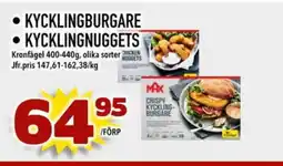 Prisma Mat Kronfågel Kycklingburgare, kycklingnuggets erbjuda