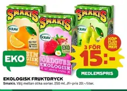Coop SMAKIS Ekologisk fruktdryck erbjuda
